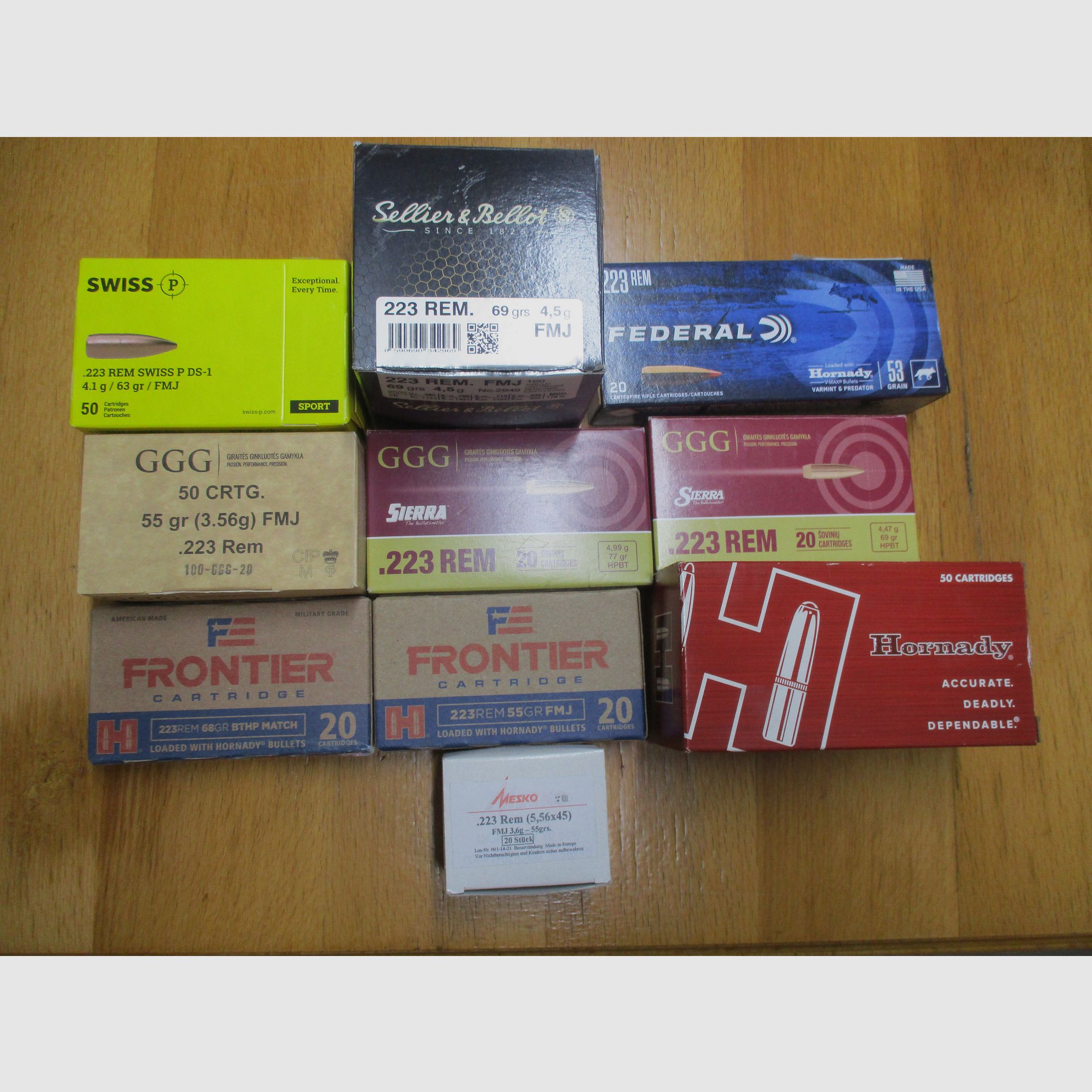 .223 Rem Munition Konvolut S&B, GGG, Federal, Mesko ,Hornady 55 , 63, 69, 77 grn