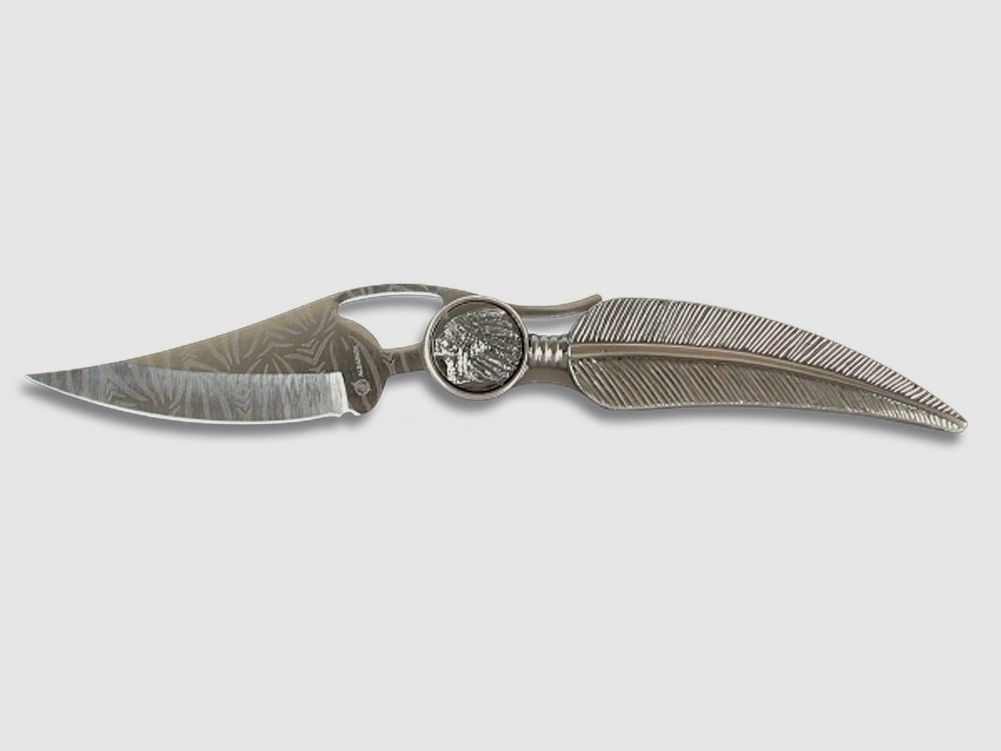 großes stylisches Taschenmesser Design Feder