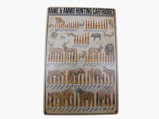 cartel de caza de chapa munición aprox. 20x30 cm