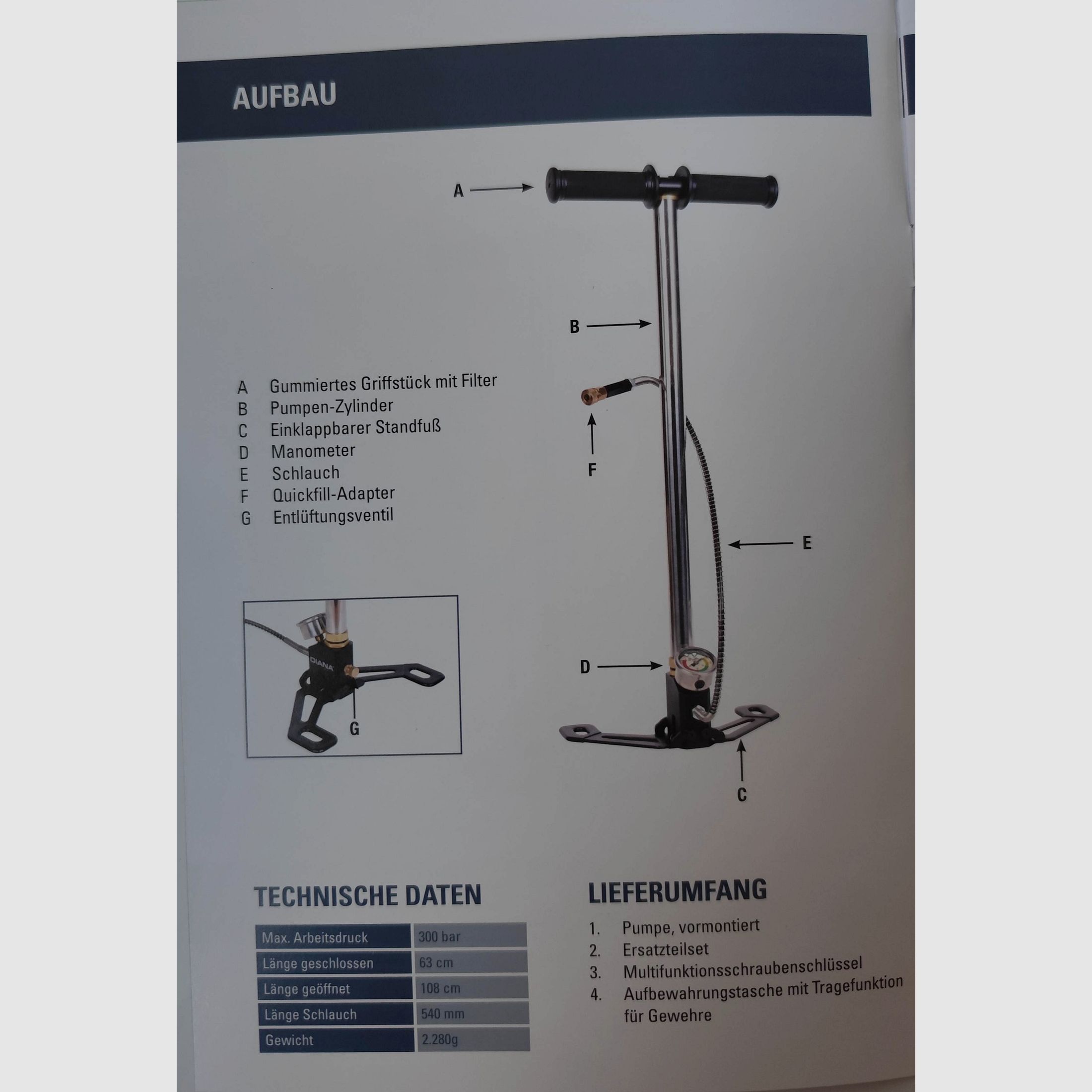 Pistolet pneumatyczny Diana Bandit+ Pompka powietrzna