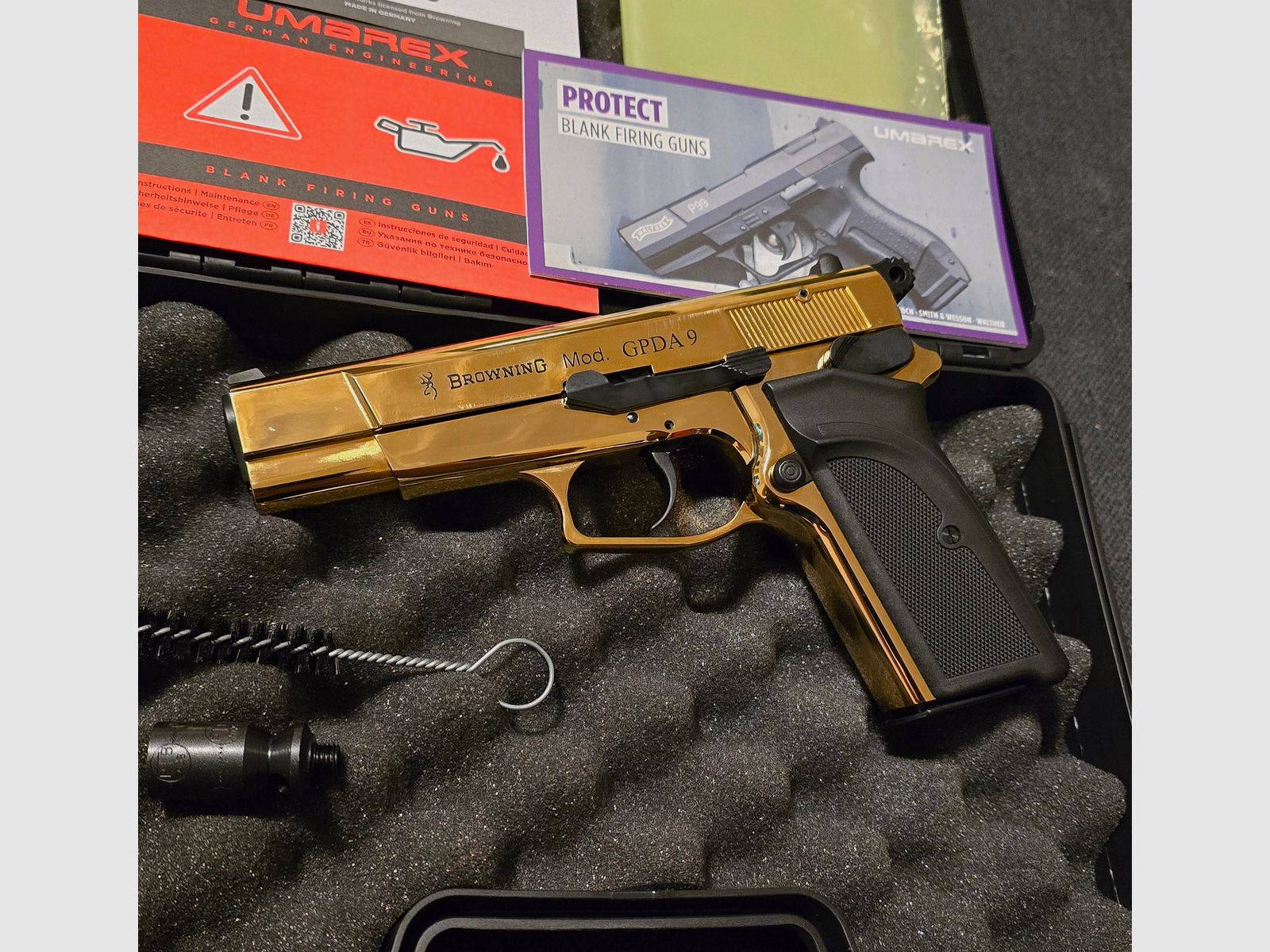 Browning GPDA 9 Schreckschuss / Gaspistole 24 Karat Vergoldet 