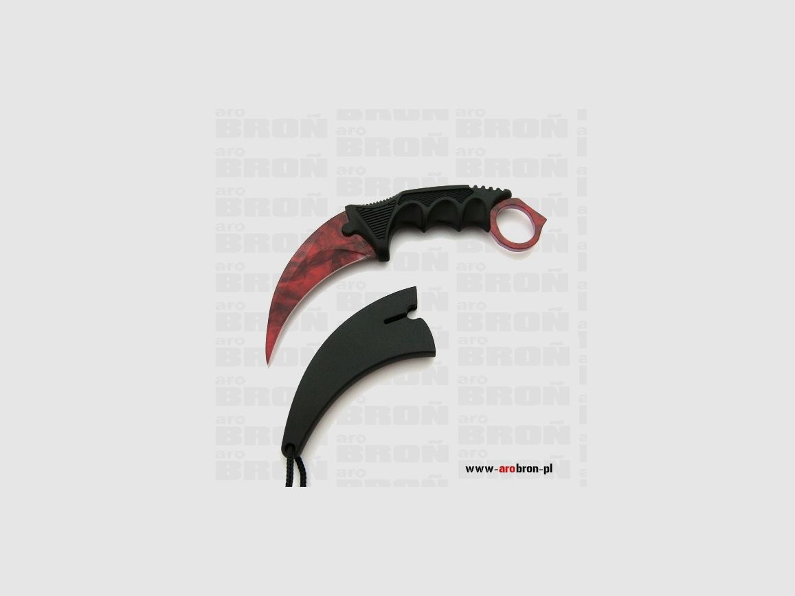 Nóż stały karambit N-062C Red - kabura nylonowa, stal 440, zdjęcie 3 z 5