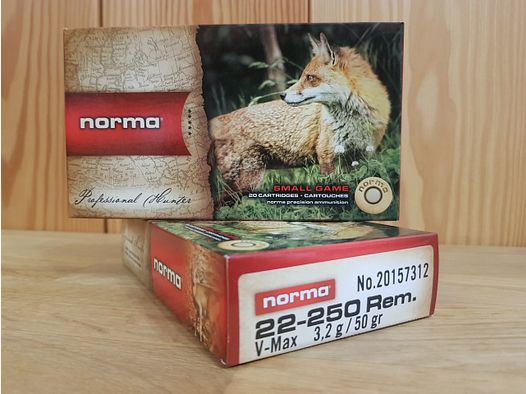 NORMA MUNIZIONI CAL. 22-250 REM. 50 GR V-MAX