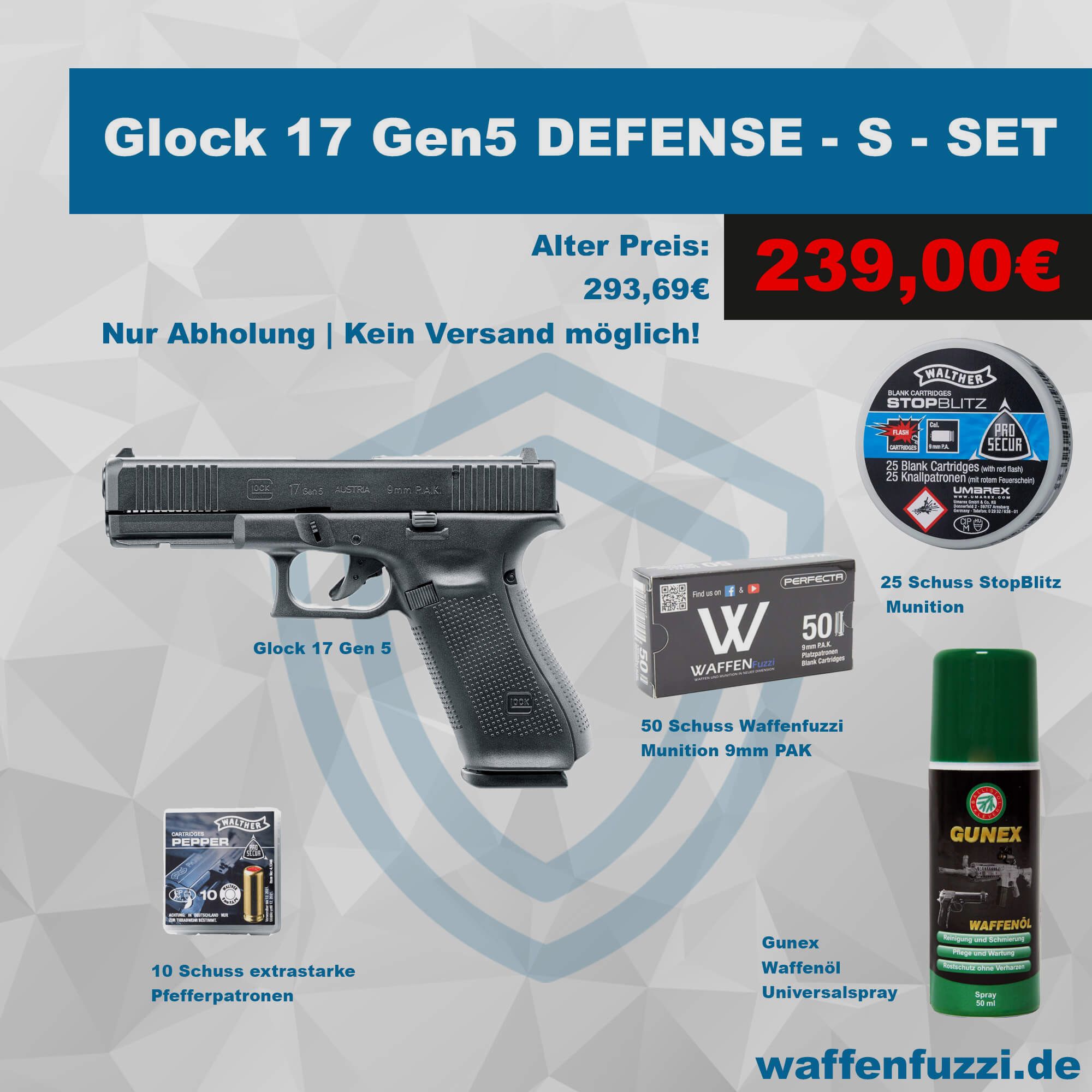 Glock 17 Gen5 Pistolet Startowy Zestaw Ochronny "S" Kaliber 9mm PAK