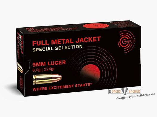 GECO 9 mm Luger FMJ Special Selection Full Metal Jacket 8,0g/124gr 50 strzałów