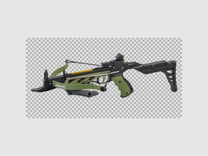 Pistolenarmbrust ALLIGATOR II Bicolor (Oliv/Schwarz) 80 lbs mit Selbstspannmechanismus