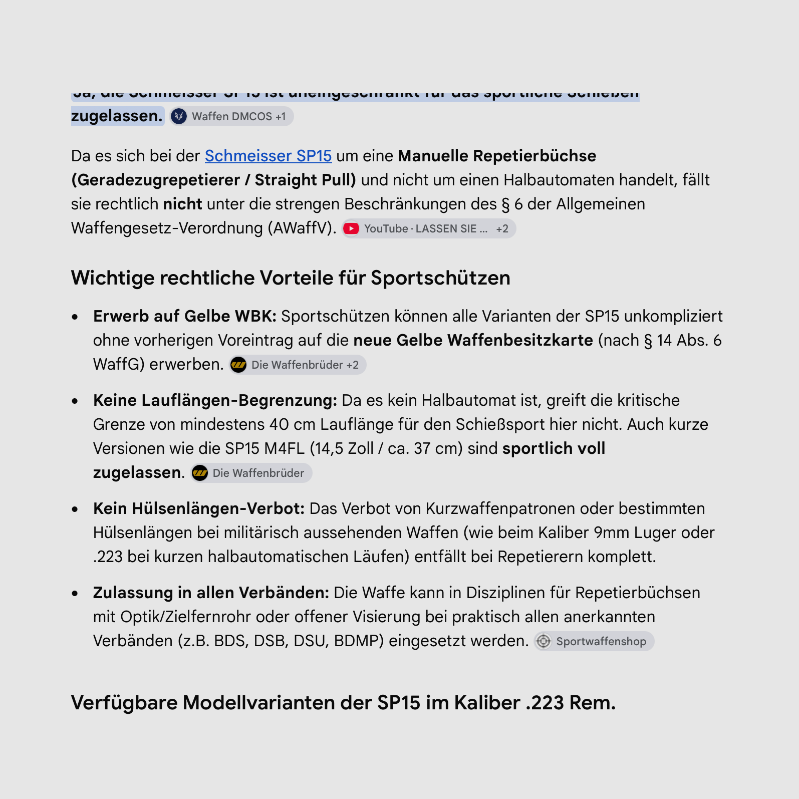 Schmeisser SP15 .223 Rem. 14.5" barrel "Sporty Approved