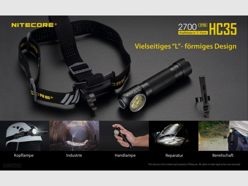Nitecore HC35 headlamp including NL2140HP