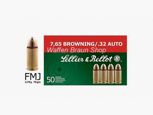 S+B 7,65mm Brow. FMJ 73grs. 50St