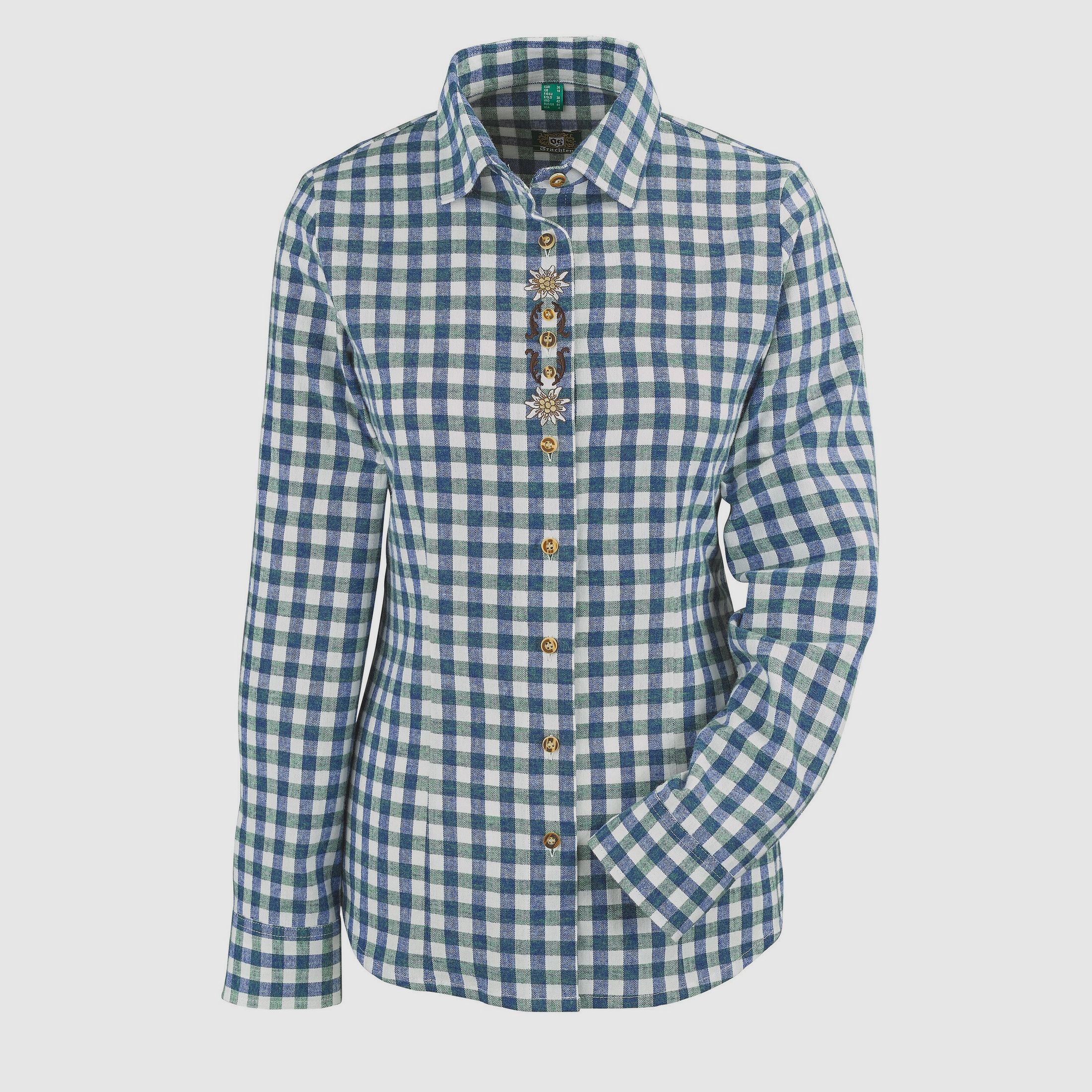 OS-Trachten Blusa de Manga Larga de Franela