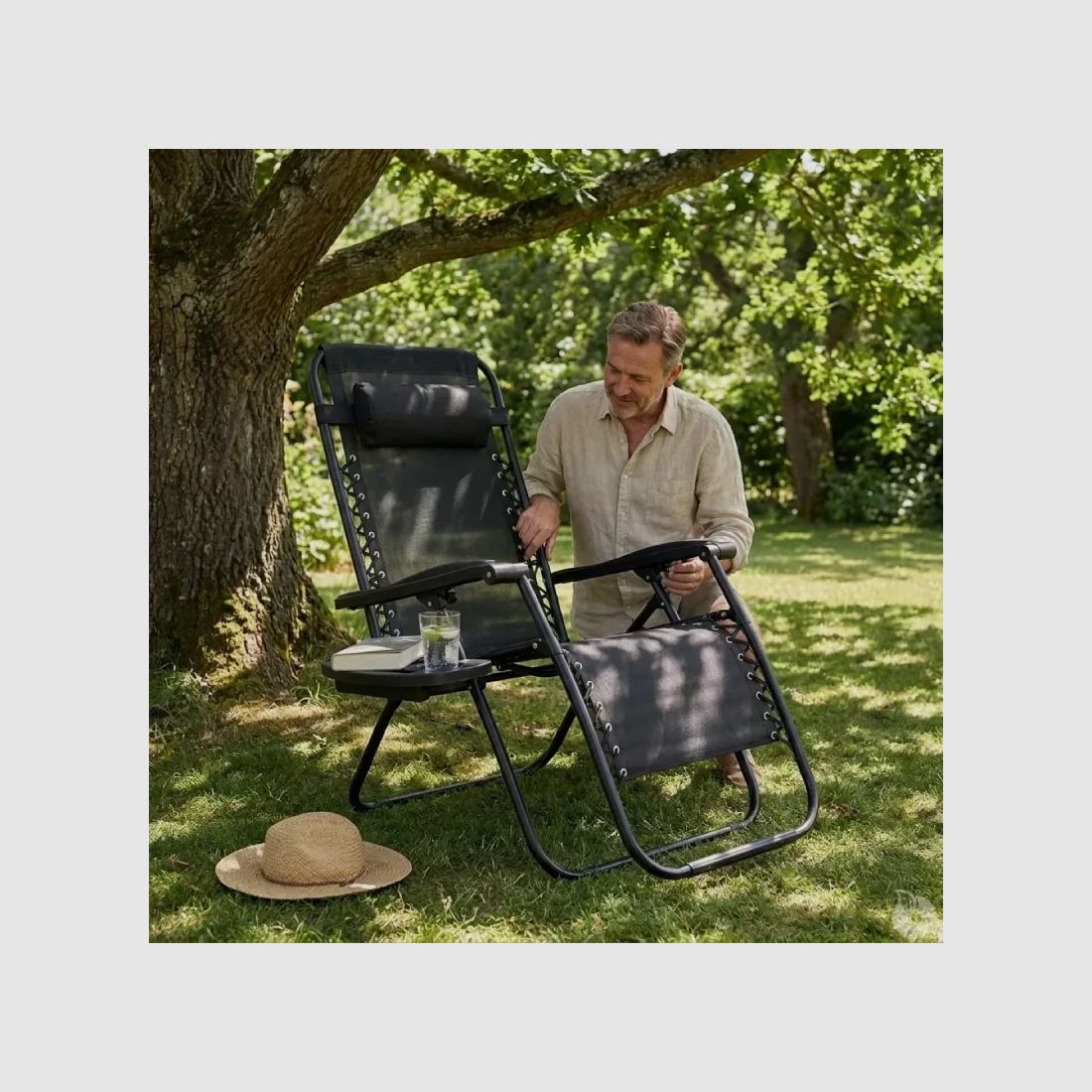 Relaxsessel Stahl 176x67x110cm Rückenlehne 5 Positionen, Bild 10 von 13