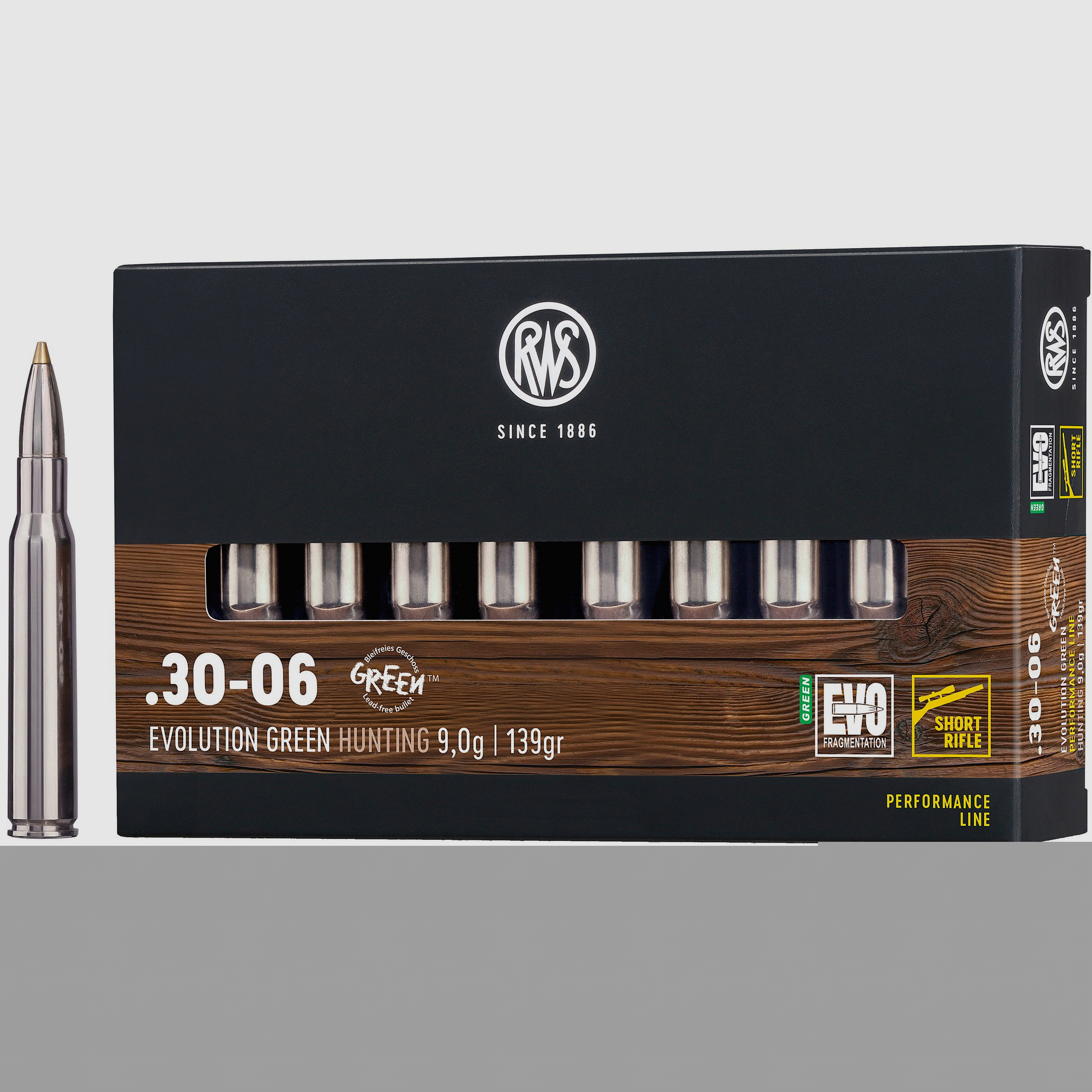 RWS Büchsenpatronen Evolution Green Short Rifle .30-06 Spr. 139 grains