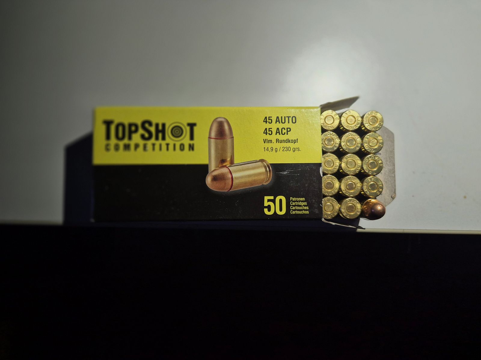 850 Schuss Munition .45, 45 ACP, 45 Auto 17x 50 Schuss TopShot Competition Kurzwaffenpatronen