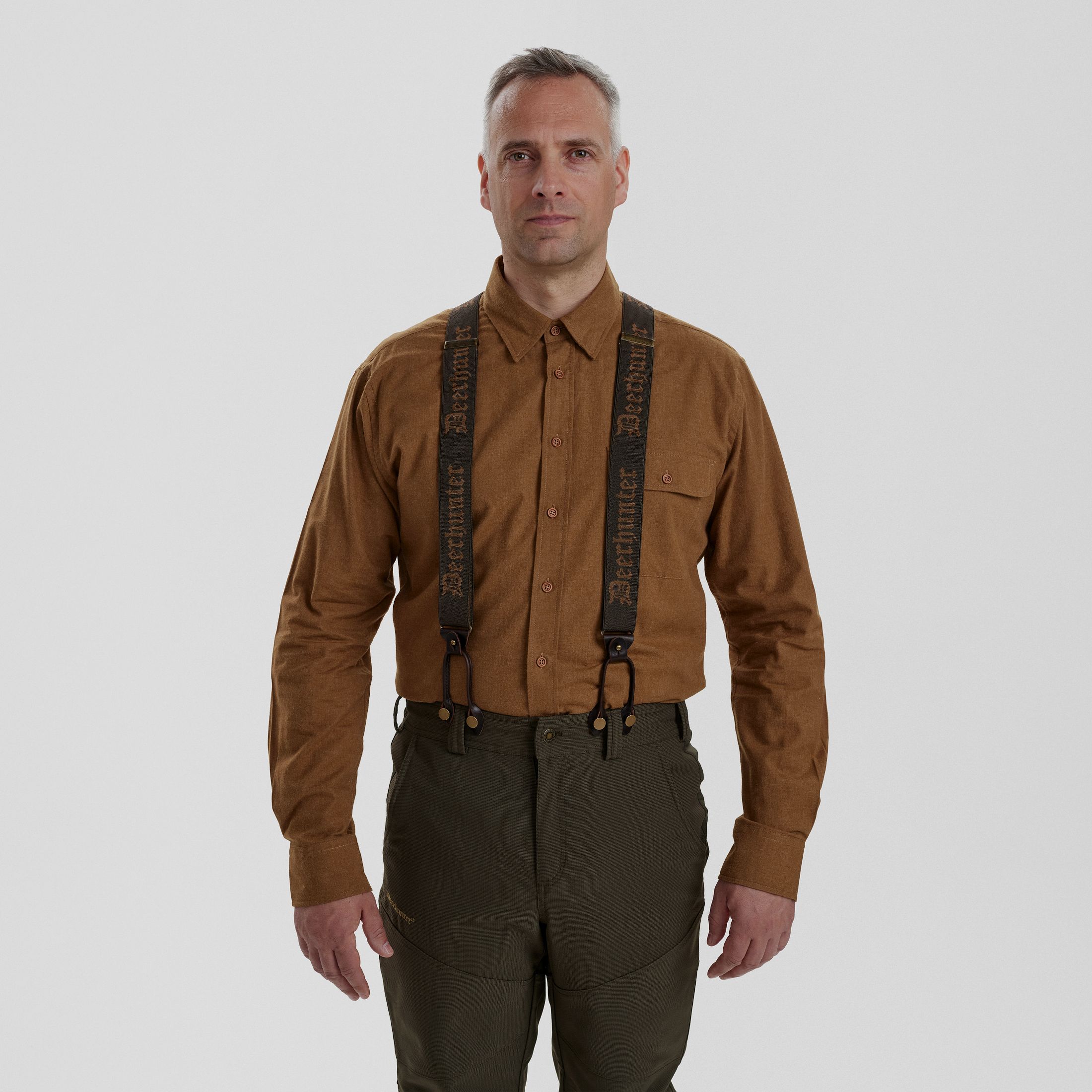 Kombi Hosenträge, Knöpfe un Clipse - Walnut – Kleidergröße Herren: 130 CM