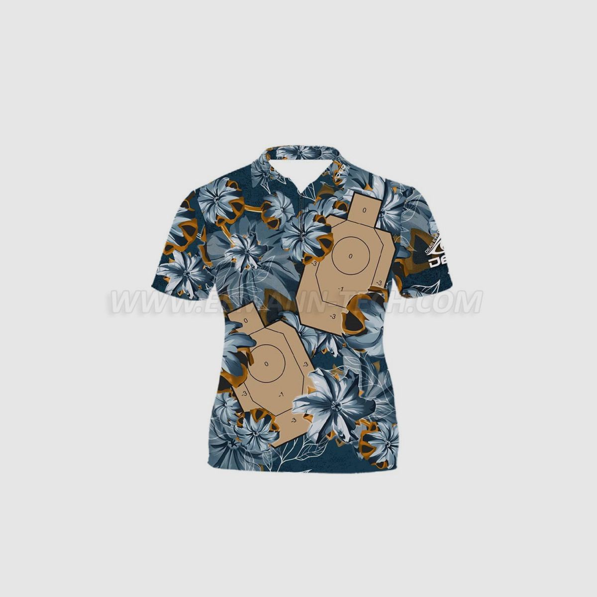 DED Blue Bullet Floral IDPA Target T-Shirt, size: XXL, Custom Name: With Custom Name, Clothes type: Kids, image 3 of 3