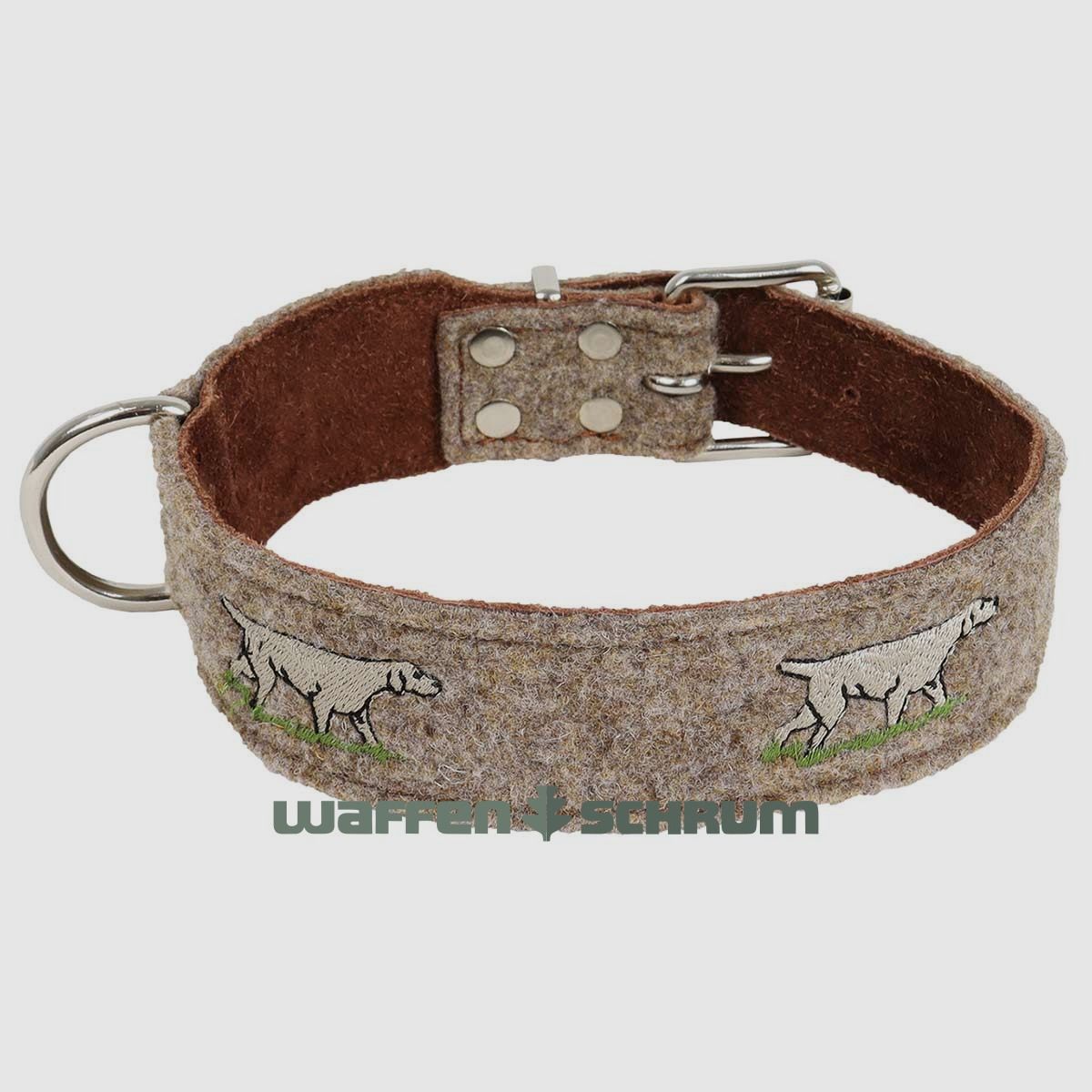 AKAH dog collar with address tag made of wool felt and yak leather