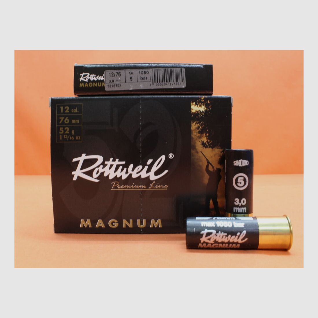 Rottweil Patrone 12/76 Rottweil 52g 3,0mm/ No.5 (2316792) VE 10 Patronen (Magnum Premium Line)