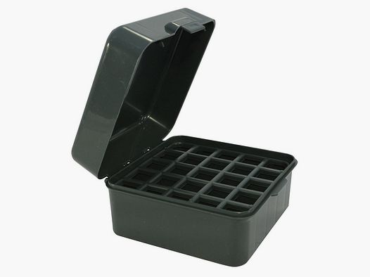 MTM Scatola per cartucce a pallini S25D-11 verde foresta con coperchio a ribalta per 25 cartucce a pallini .12 / .20