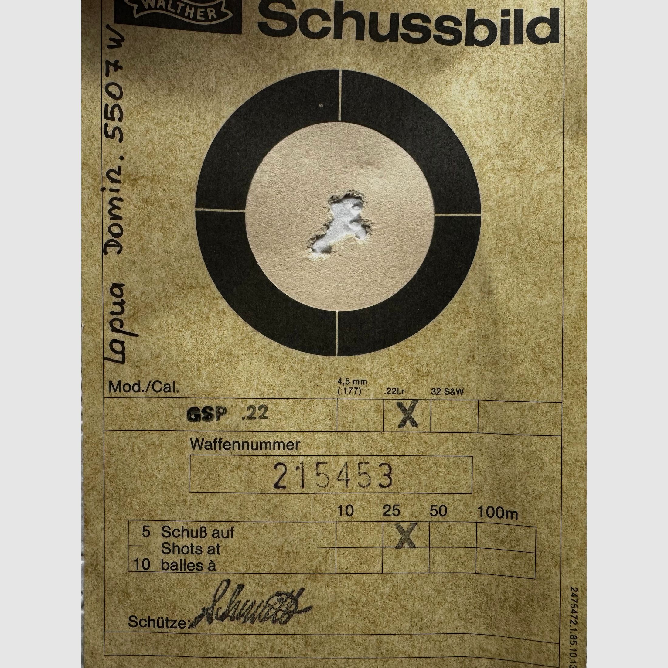 Walther GSP sportpistool, .22 LR + .32 S&W Long WC wisselsysteem