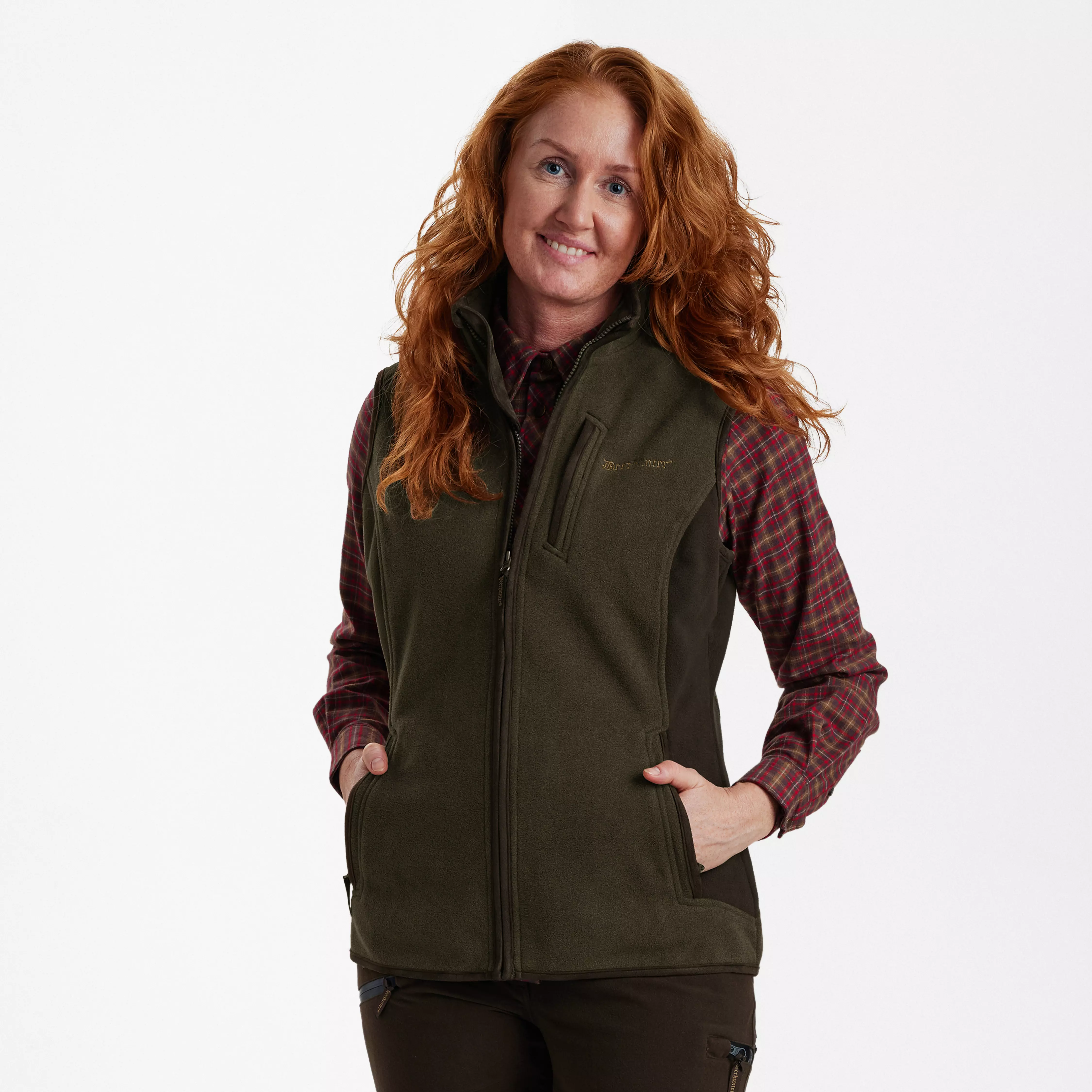 Lady Pam gilet in pile bonded - Graphite Green Melange, immagine 1 di 5