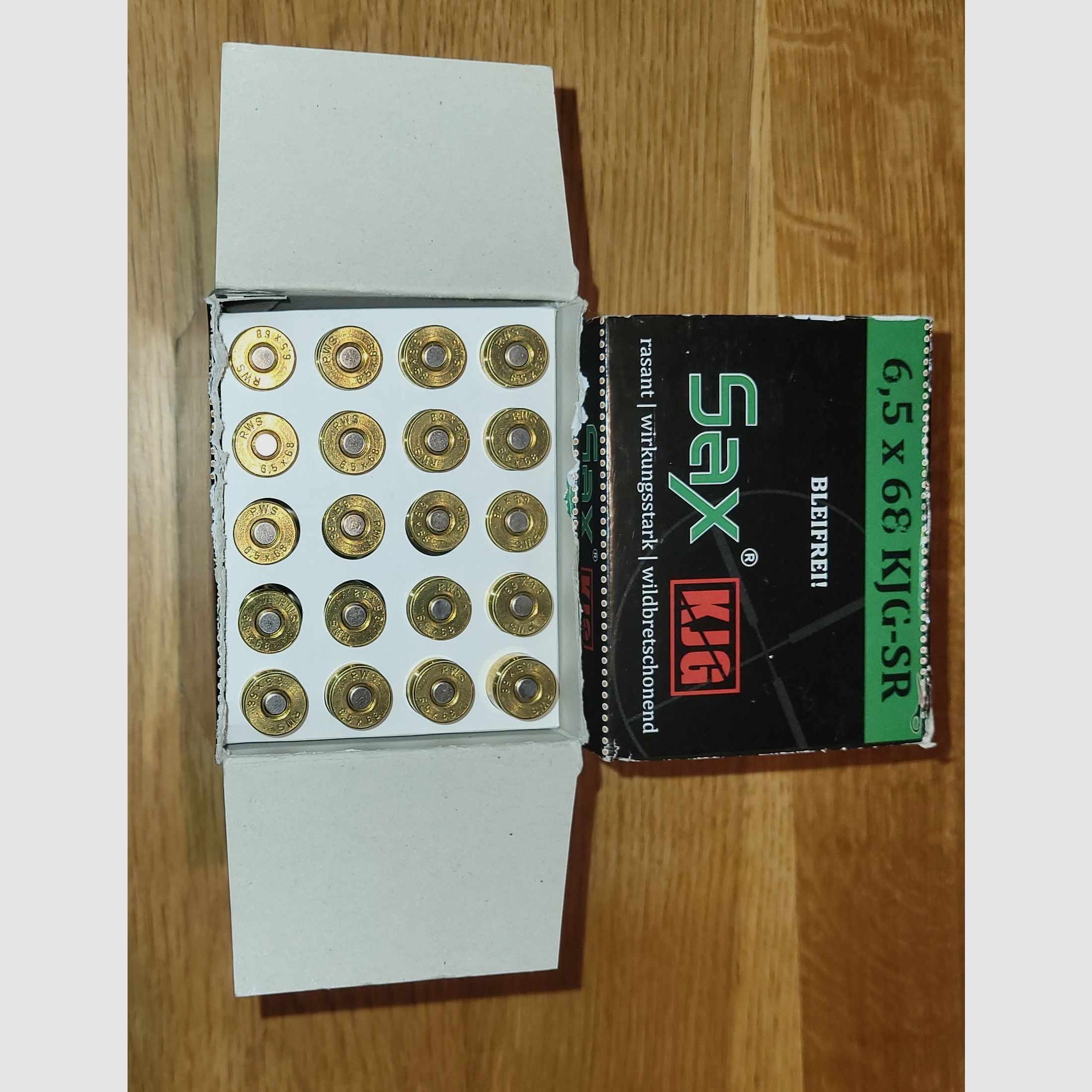 45 disparos 6,5x68 KJG-SR SAX/RWS sin plomo