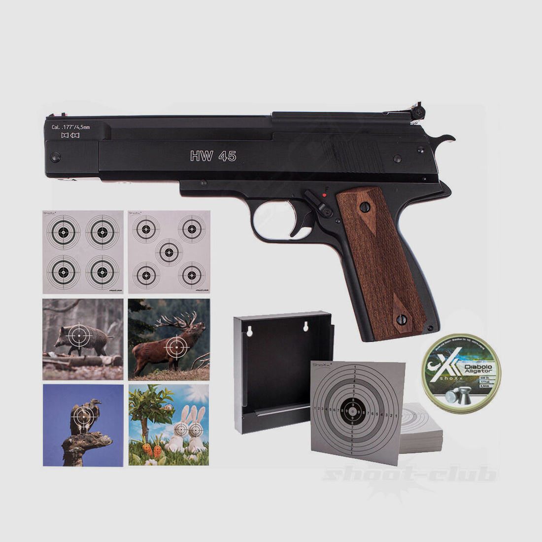 Weihrauch HW 45 pistola de aire comprimido en set II 4,5 mm - ennegrecida