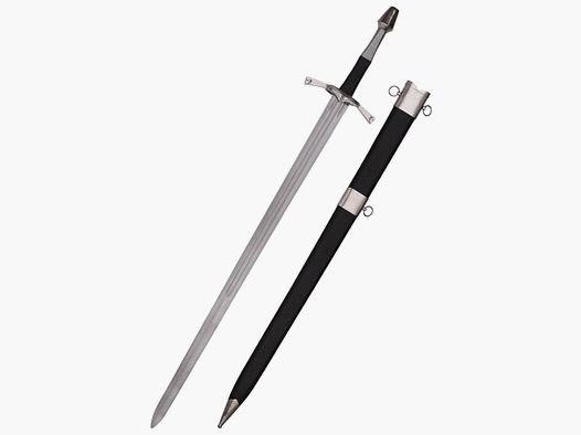 Longsword with parrying ring including scabbard