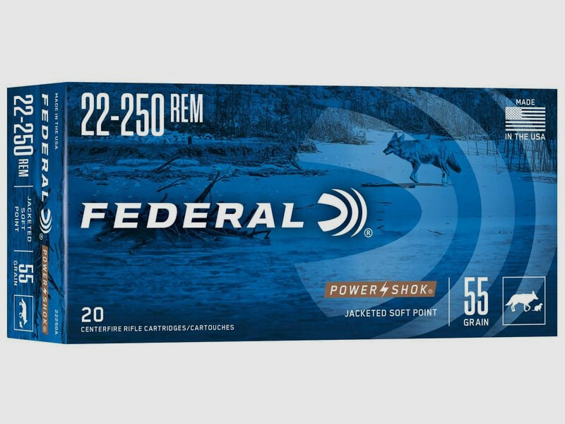 Federal Power-Shok SP 55gr .22-250 Rem (20stuks), afbeelding 1 van 2