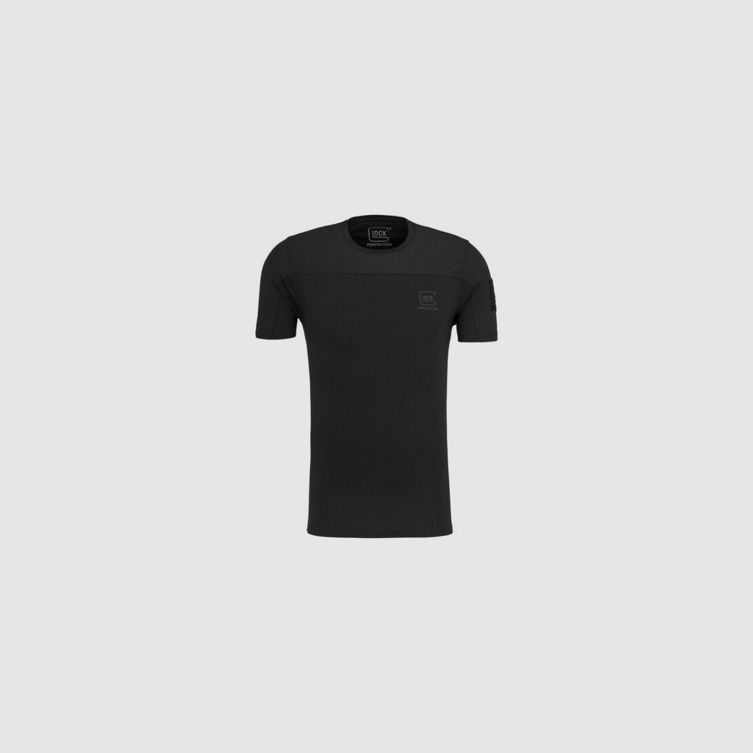 GLOCK Tactical T-Shirt Schwarz – Ripstop-Schultern, Stretch-Torso – Soft-Velcro-Badge – Größe XL