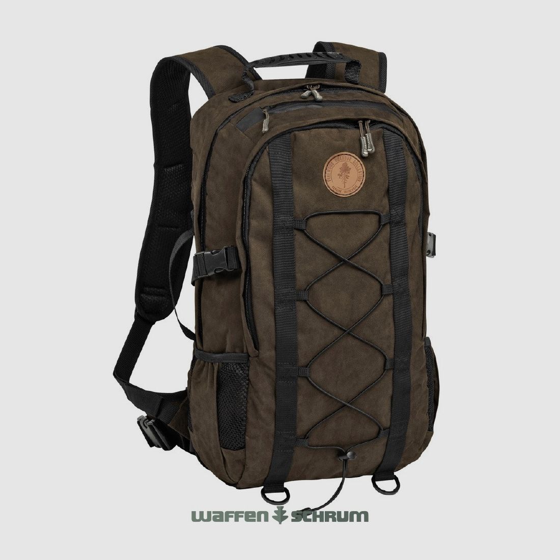 Pinewood Hunting Backpack Suede Brown with Rifle Case 22l