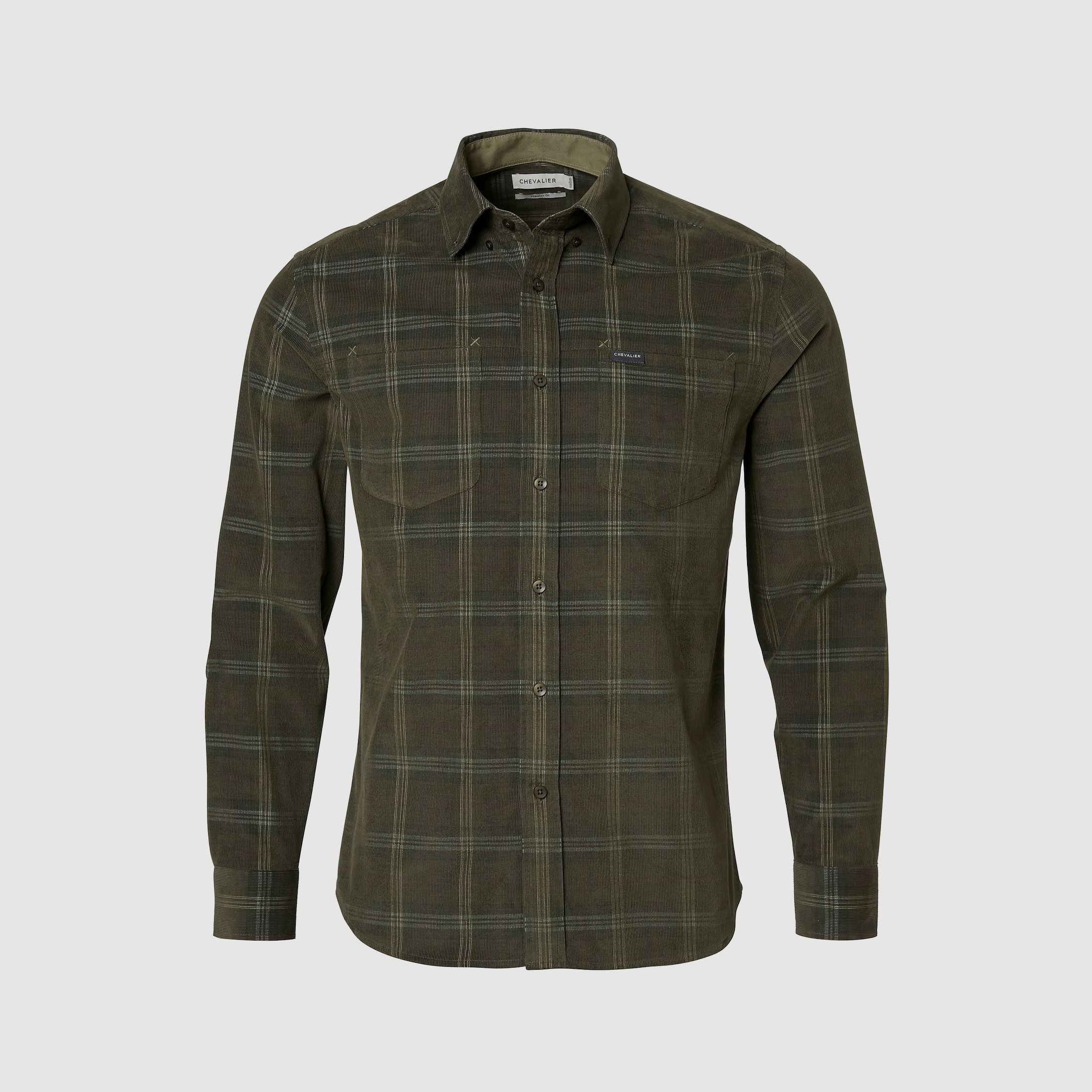 Chevalier Walton Light Cord Shirt Men Hunter Green Checked XL
