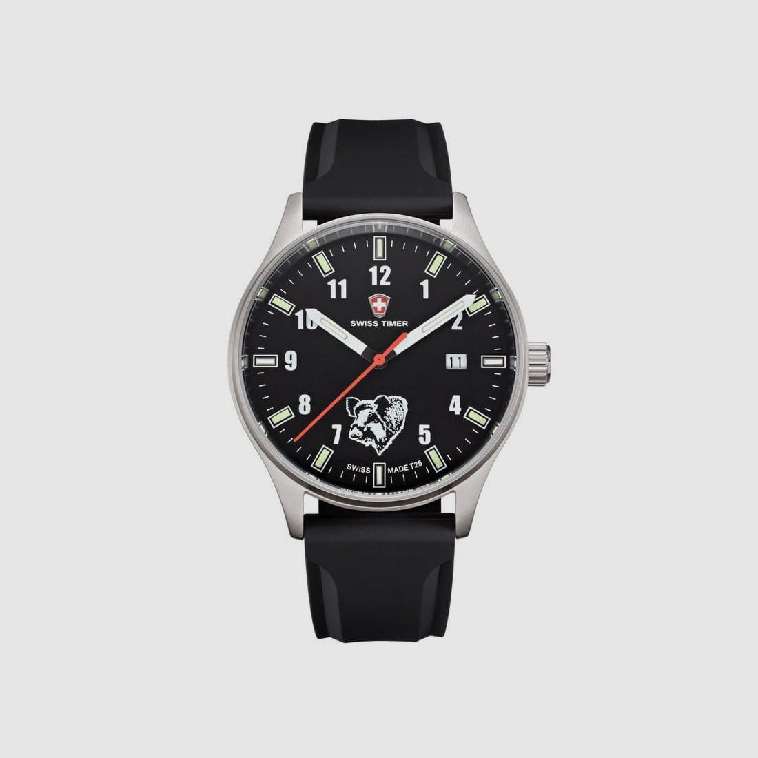 Swiss Timer Trapper schwarz Wildschwein H3 Uhr