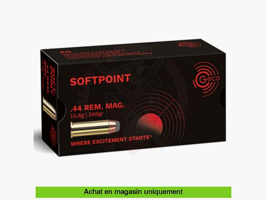 Schachtel mit 50 Patronen Geco 44 Magnum 240 gr SP