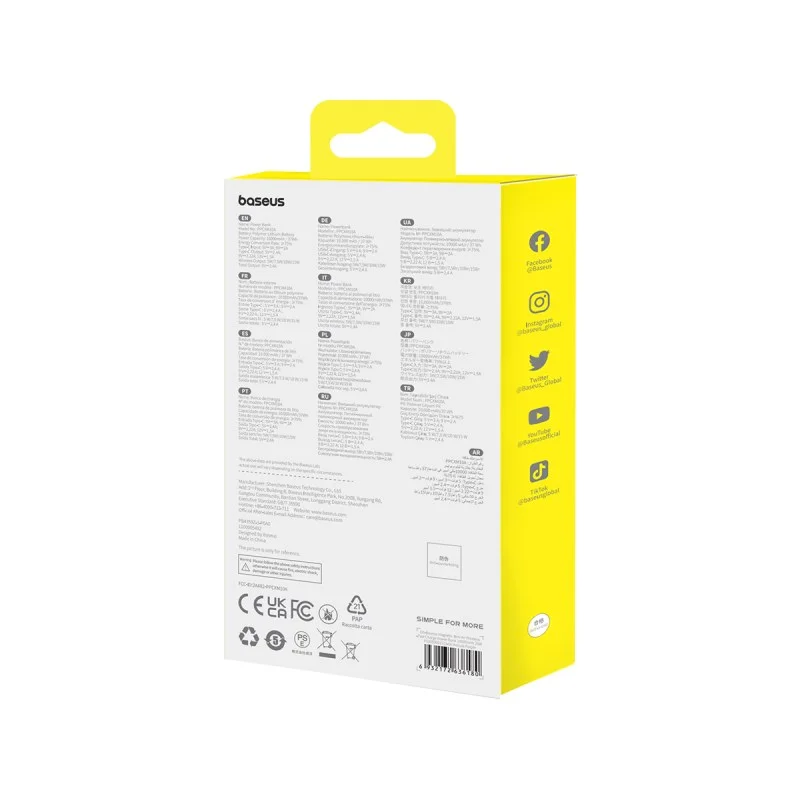 Powerbank Baseus Magnetic Mini Air Wireless 10000mAh 20W+kabel USB C-USB C (fiolet), zdjęcie 22 z 22