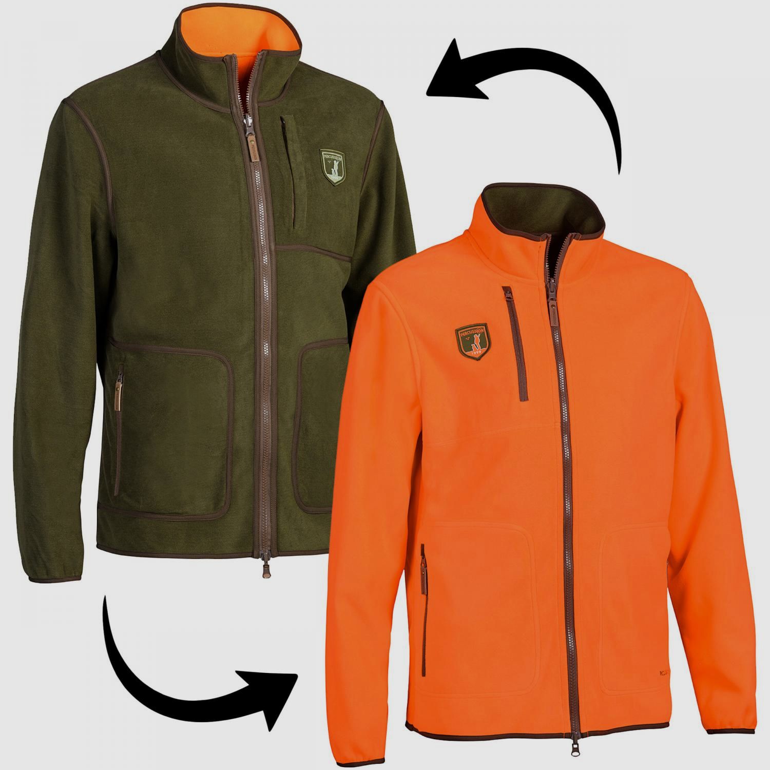 Finnland Wendefleecejacke Herren (Khaki/Orange)