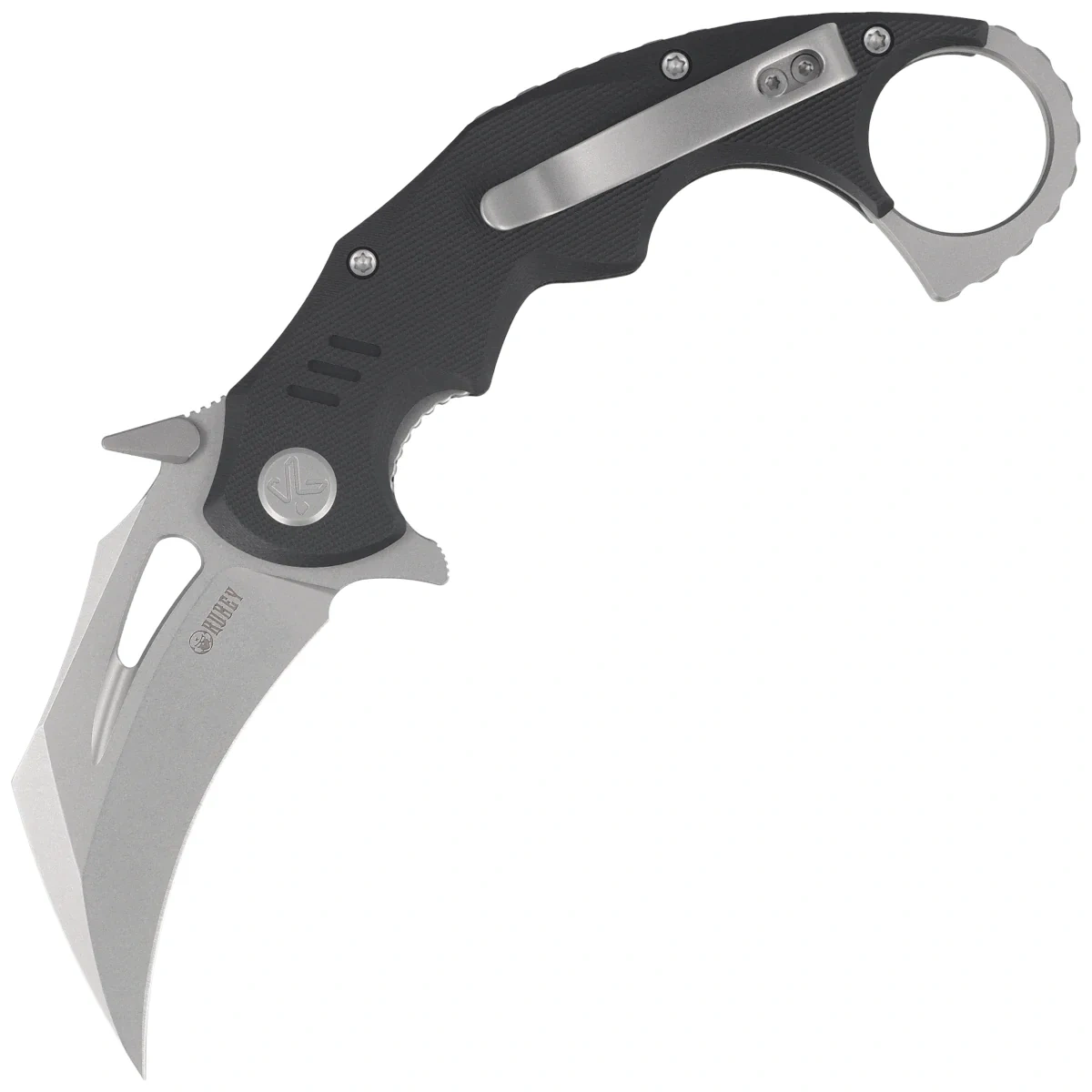 Kubey Mini Wrath Folding Knife Black G10, Beadblasted 14C28N by MUZI Design (KU262A)