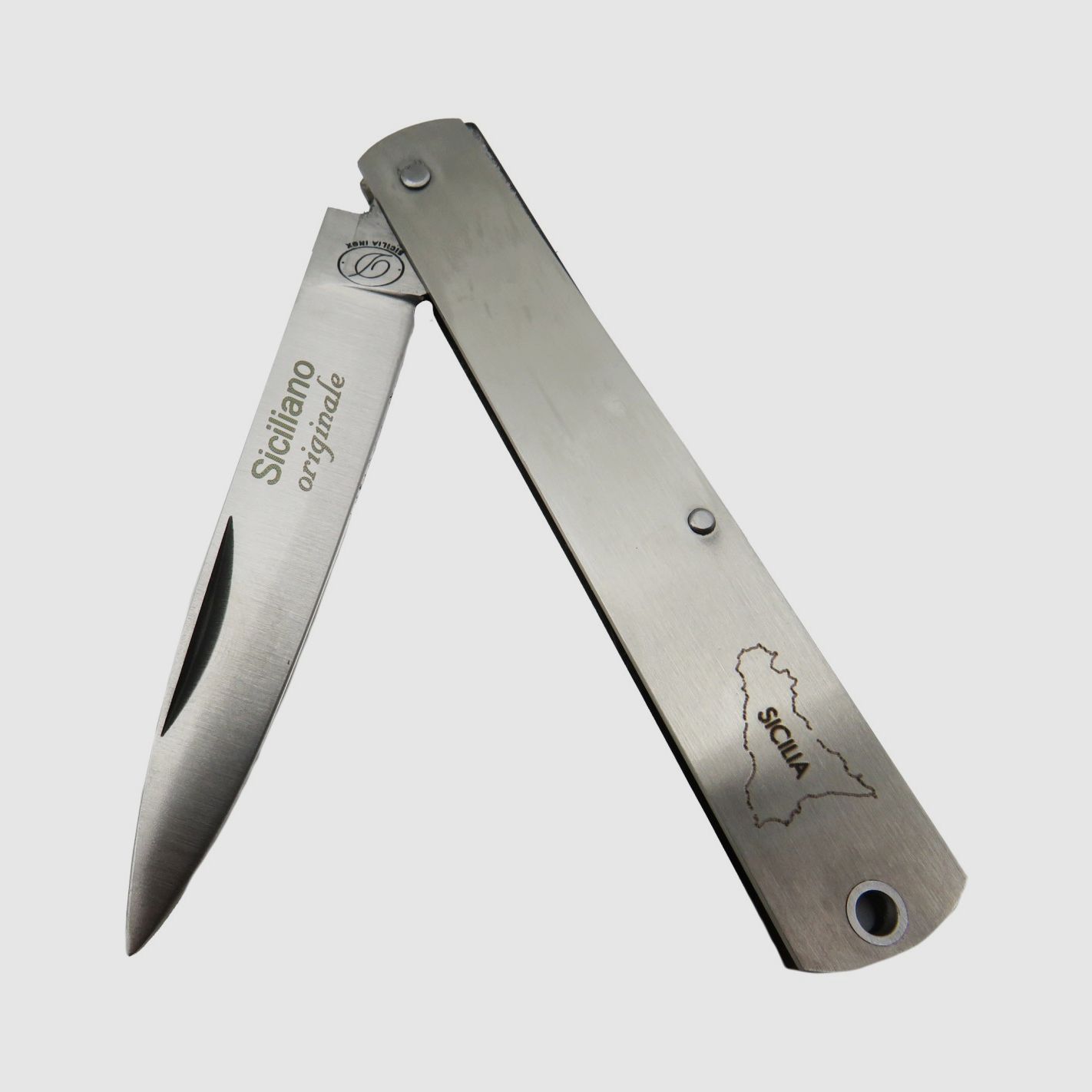 Couteau sicilien 19 cm manche en acier inoxydable, image 2 sur 3