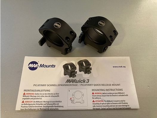 MAKuick 3 / MAK Kuick 3 Picatinny Ringe - ca. 10 mm Höhe - 30 mm Durchmesser - wie neu