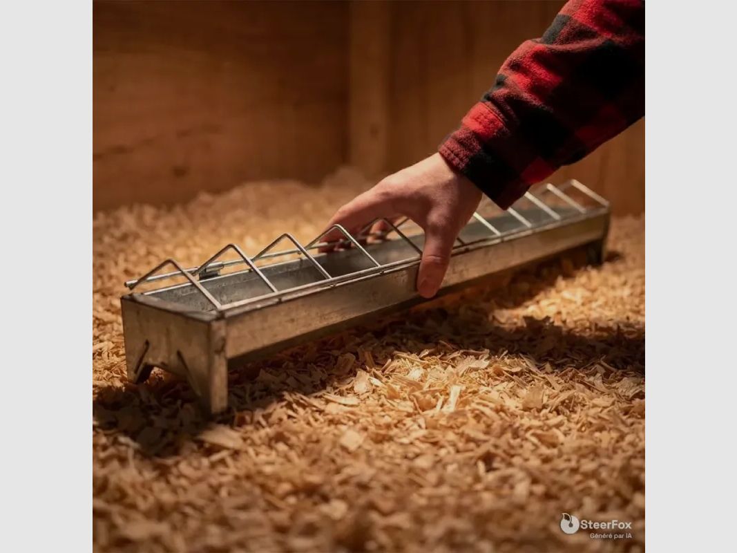GAUN Eco gegalvaniseerde 50 cm lineaire voederbak voor kuikens en kwartels, afbeelding 3 van 4