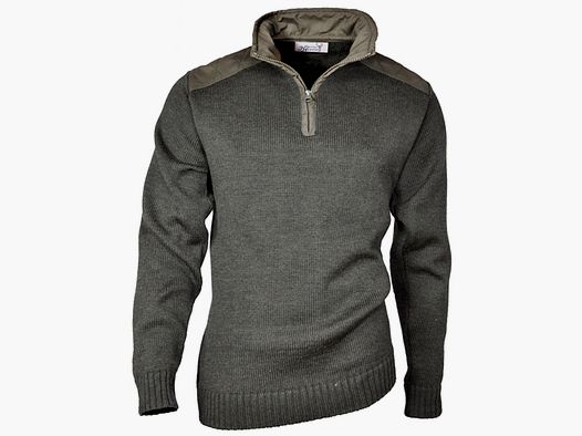 Strickpullover aus Wolle - oliv/braun, mit Verstärkungen