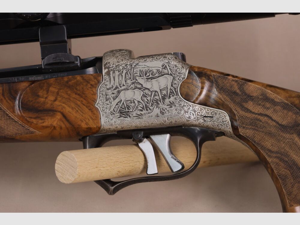 Outschar / Ferlach carabina a blocco sistema "Heeren" // legno da sogno // canna ottagonale // incisione // Zeiss Varipoint !!