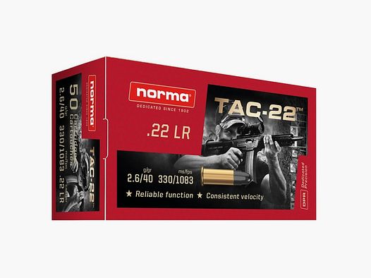 Munition Norma Precision TAC-22 2,6g/40gr .22 LR