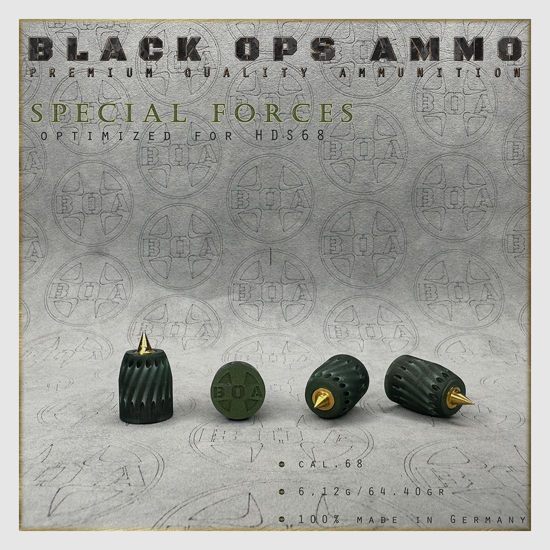 8x Fuerzas Especiales BLACK OPS MUNICIÓN Airgun TS HDS 68 Cal.68 Munición HDS68 TS68