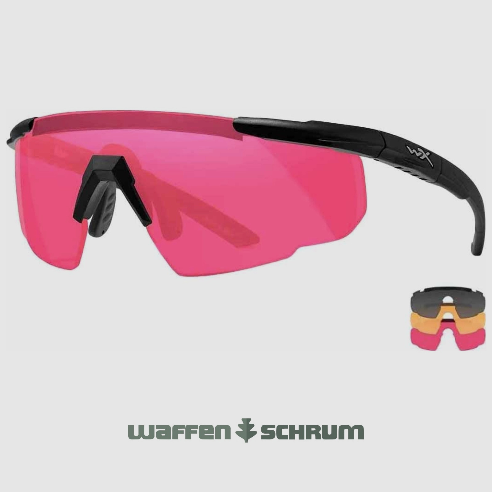 Wiley X Schießbrille Saber Advanced Set Gläser: grau, helles orange, magenta, Gestell: matt schwarz
