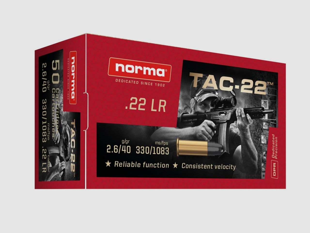 Norma 22LR 2.6G/40GR TAC-22 LRN Patronen Box mit 50