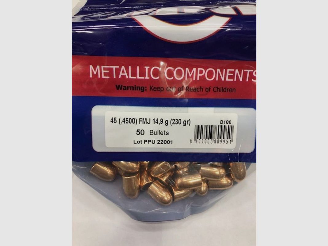 PPU GESCHOSSE C45 GR 230 FMJRN QT 50, Bild 1 von 2