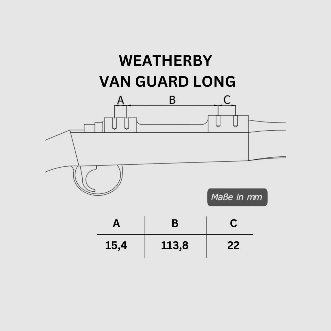 Rifle Doc Picatinny Weaver STAHL Schiene für WEATHERBY VAN GUARD LA (Long Action)