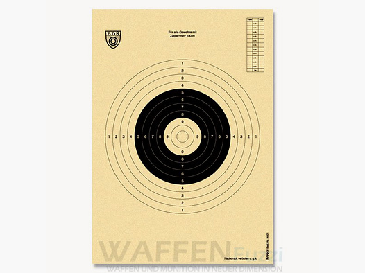 BDS Z4 Scheibe gemäß BDS Sporthandbuch 100 Meter 50 St.