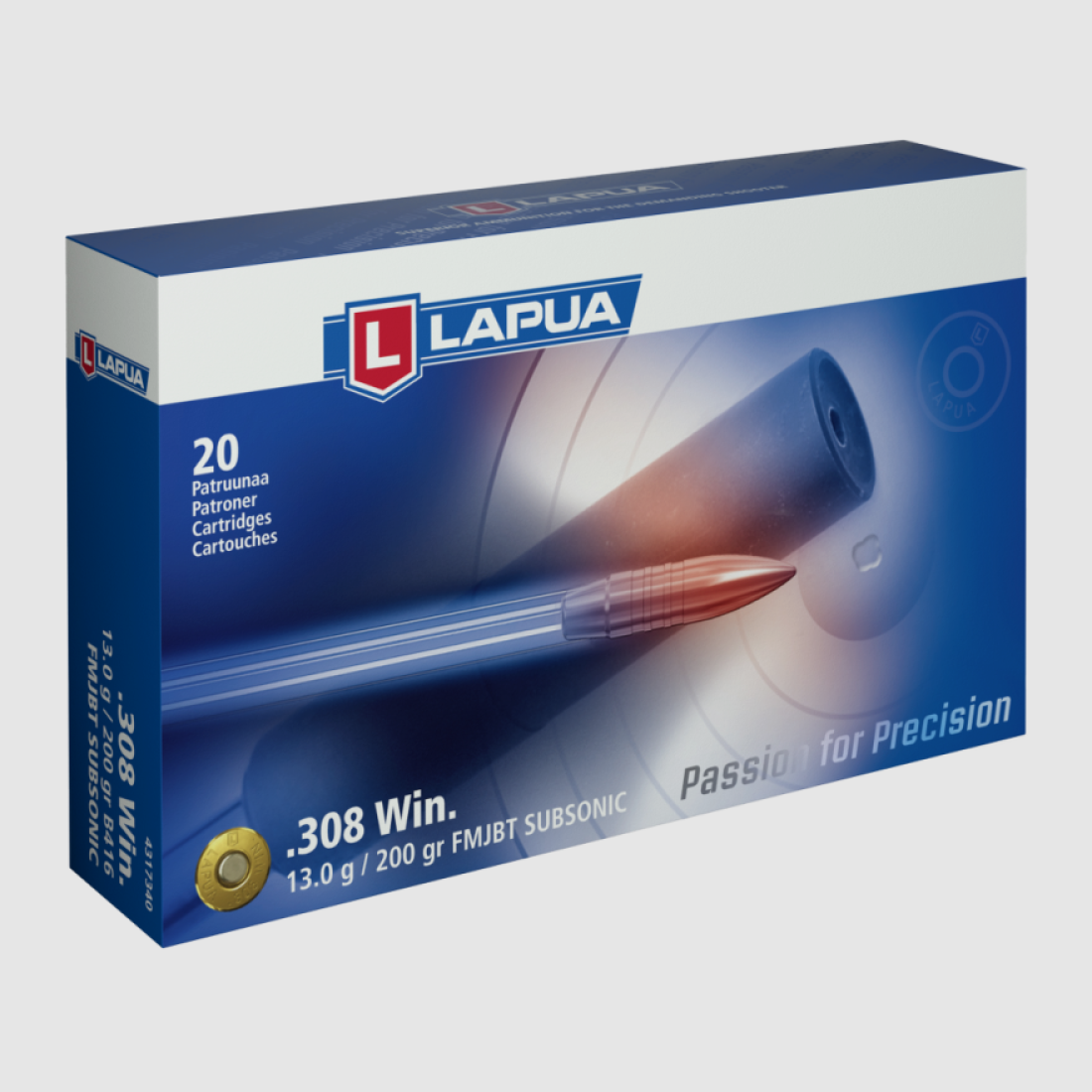 .308 Win Lapua FMJBT 200gr Subsonic VE20