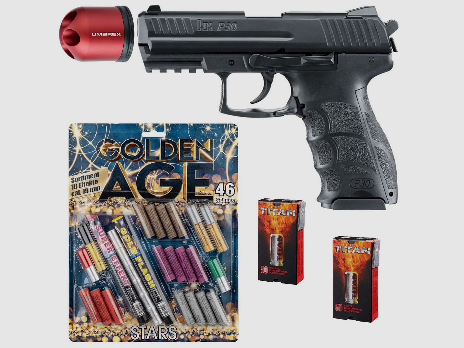 Pacchetto fuochi d'artificio di Capodanno Heckler & Koch P30 Pistola a salve
